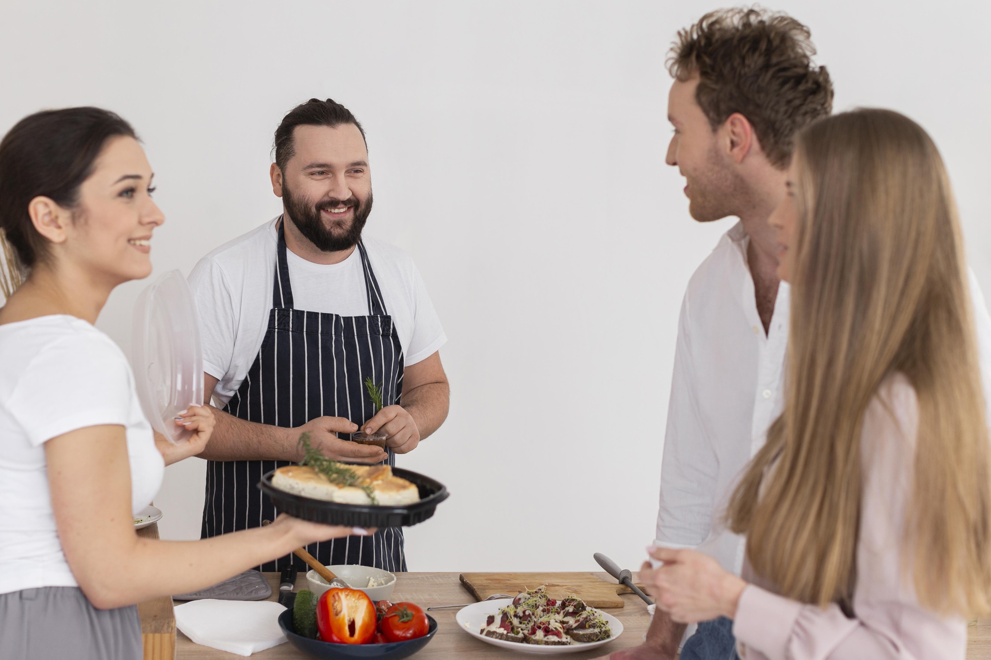 Inviting workshop kitchen with guests